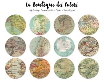 Old Maps Circles Clipart, Cute Circle Clip art pack Round Frame, Label, Banner, Tag. Download for Personal and Commercial Use