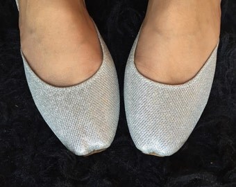 Silver Bridal shoes wedding shoes Flat silver shoes flat shoes slippers women shoes flat Asian shoes bridal shoes wedding shoes by Sami