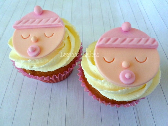 Baby Cupcake Fondant EdibleToppers, Baby Girl Shower Edible Decorations, Gender Reveal Party Decor 1st Birthday Il_570xn
