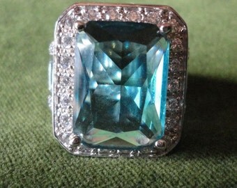 Gorgeous Faceted Topaz Ultra CZ Sterling Silver Ring******