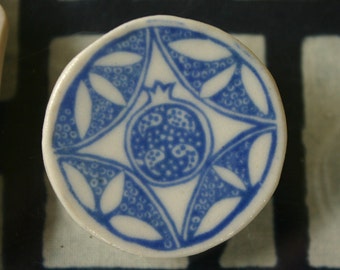 pomegranate brooch delft blue porcelain. Brisbane Australia