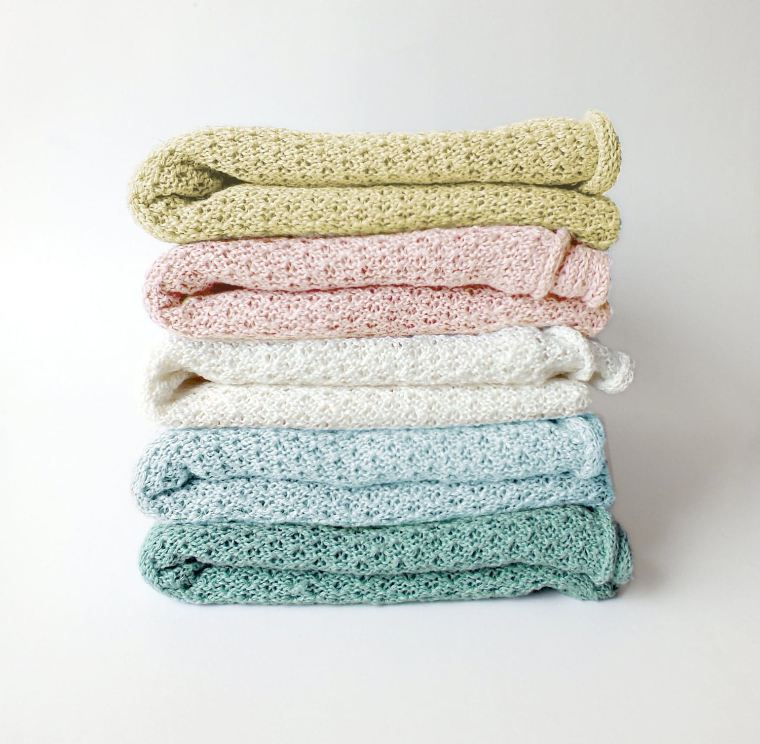 Knitted Baby Blanket Linen baby blanket / throw Baby