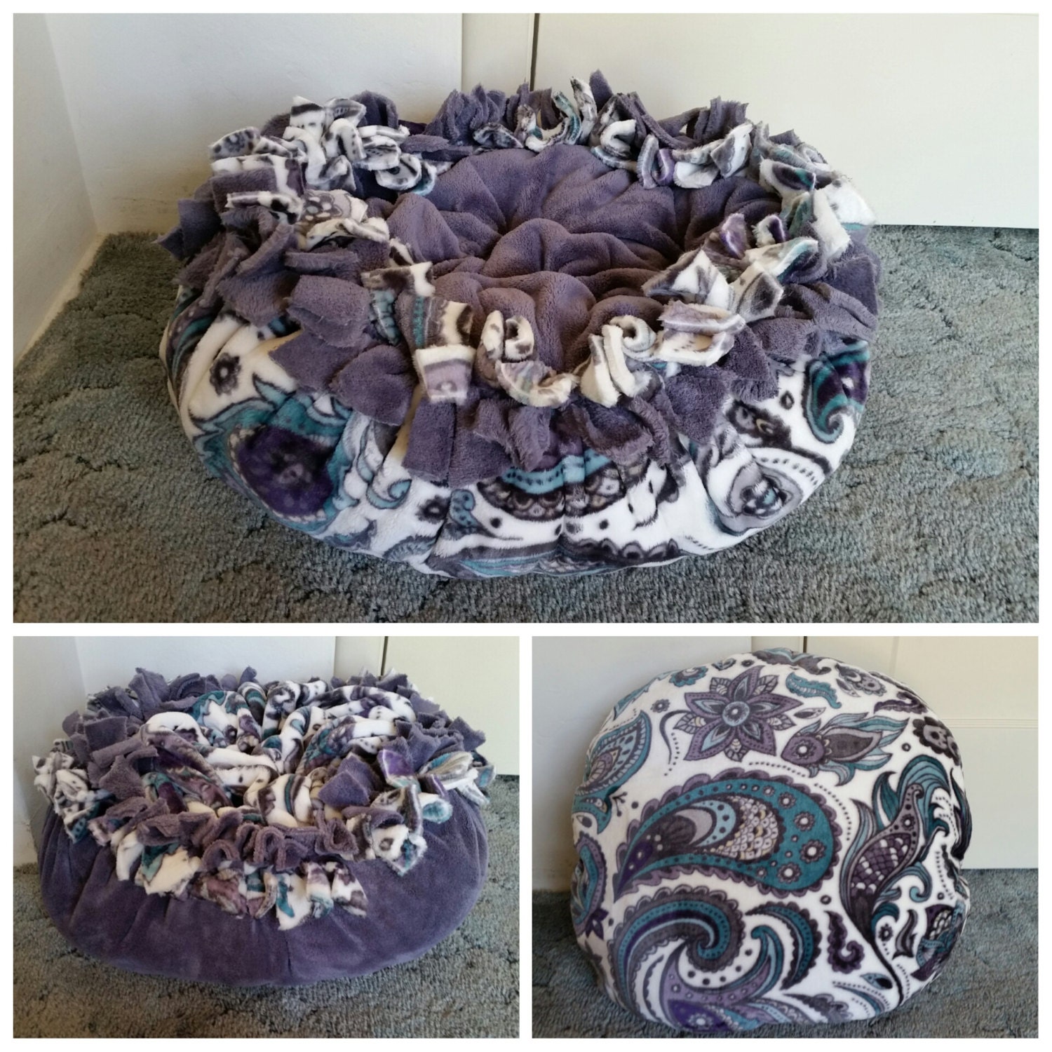 Marshmallow Pet Bed in a classy print of by BedsByCindyAndMore