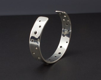 Sterling Silver Cuff Bracelet - Polka Dot Bracelet - Silver Cuff Bracelet - Contemporary Cuff Bracelet - Pierced Cuff - Pierced Dot Design
