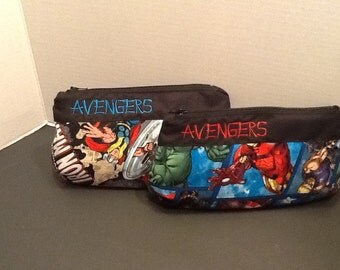 Personalized make up bag in 3 sizes made With Avengers fabric in your choice Of fabric