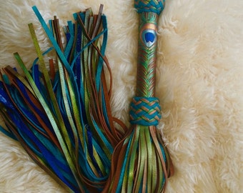 Peacock Flogger- BDSM Leather Flogger - leather fetish- BDSM Gear -mature