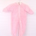 Vintage baby snowsuit, pink with white trimmed hood, no name sz 0-3 mo