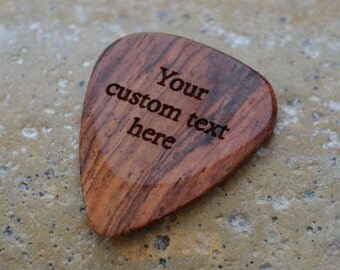 Professional Custom Engraved Guitar Pick / Plectrum. Burma padauk wood.