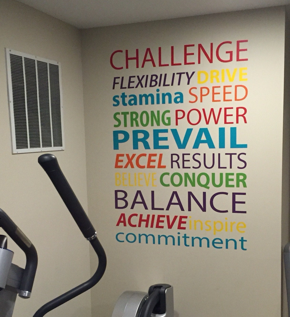 Gym Wall Decal Work Out Word Typography Quote.