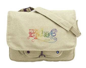 Pride Embroidered Canvas Messenger Bag