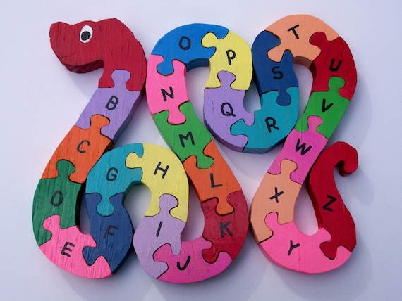 wooden alphabet snake puzzle