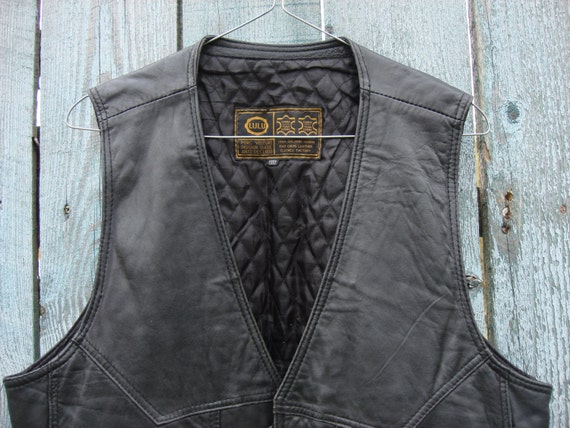 Vintage Black Soft Leather Vest Western Fitted Waistcoat Button Up Classic Biker Motorcycle Vest classic leather Waistcoat Size xxxl by OldMoscowGallery steampunk buy now online