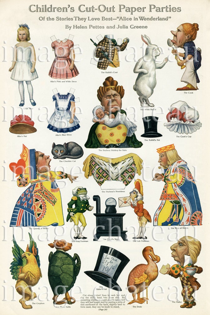 alice in wonderland paper dolls