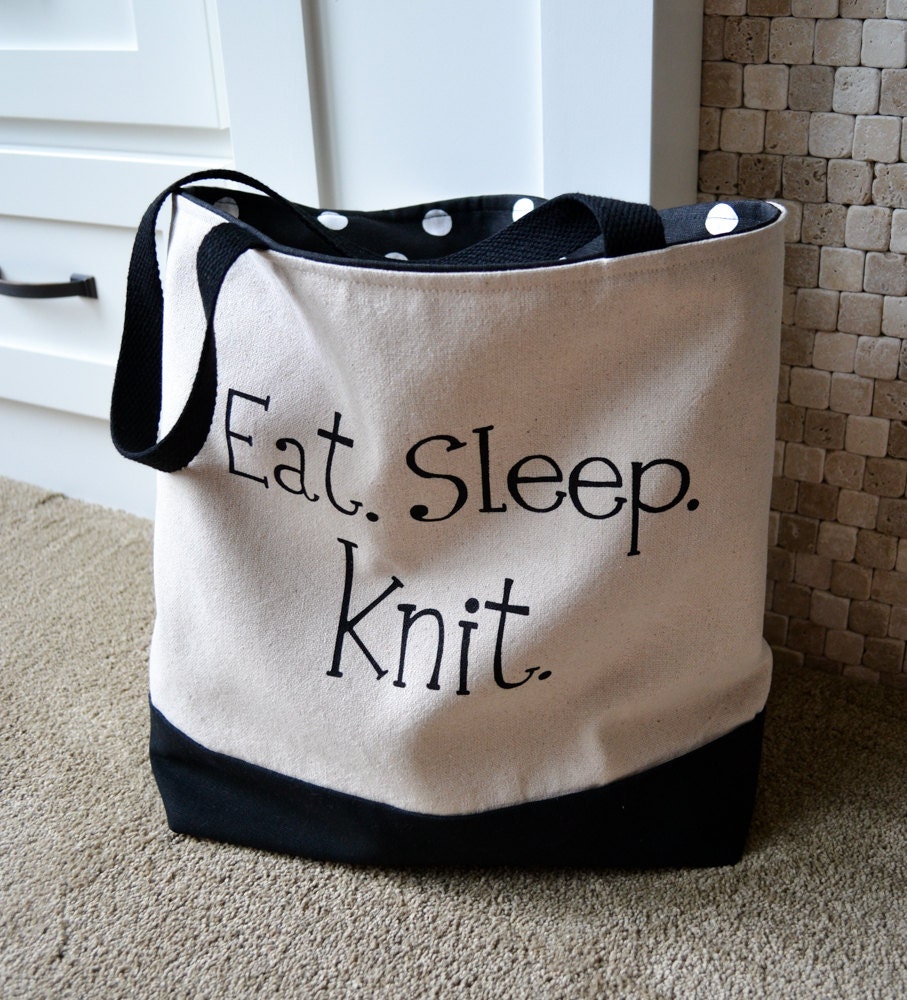 knitting project canvas bag