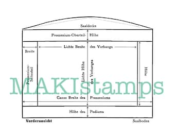Theater stage sketch collage rubber stamp / background stamp / Blueprint stamp - unmounted or cling stamp (160511)