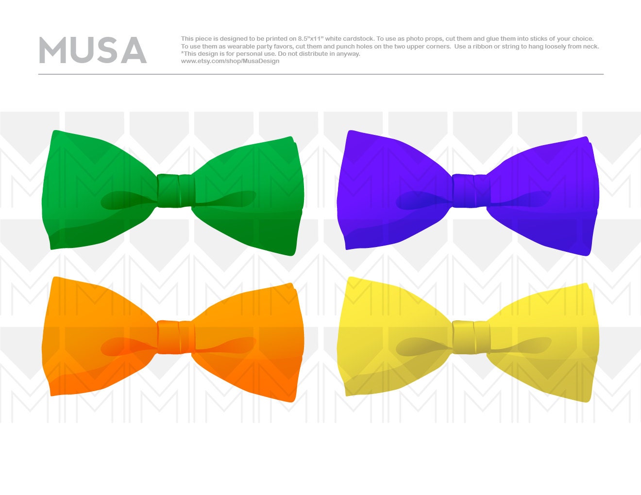 Instant Download / Printable Bow Ties / Party Favors / Photo
