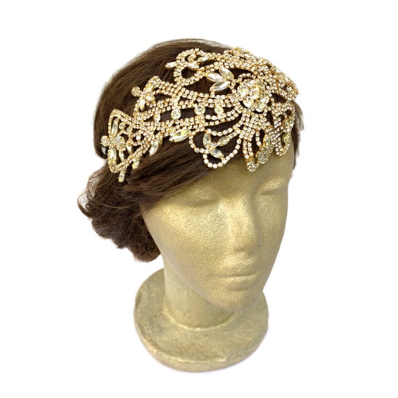 Gold Flapper Headband Gold Wedding Tiara Bridal Headband