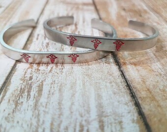 Hand stamped medical alert Bracelet Personalised on the inside