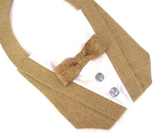 Dog Tuxedo Bandana in Burlap Rustic Wedding by Sew It Themes