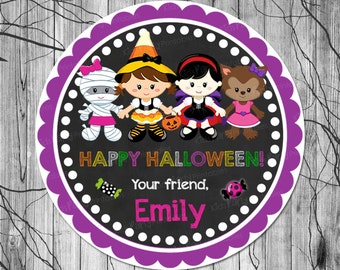 PRINTABLE HALLOWEEN Stickers, Halloween Treat Bag Sticker, Halloween Labels, Halloween Favor Tags, Halloween Party Supplies, 2.5 inch Circle