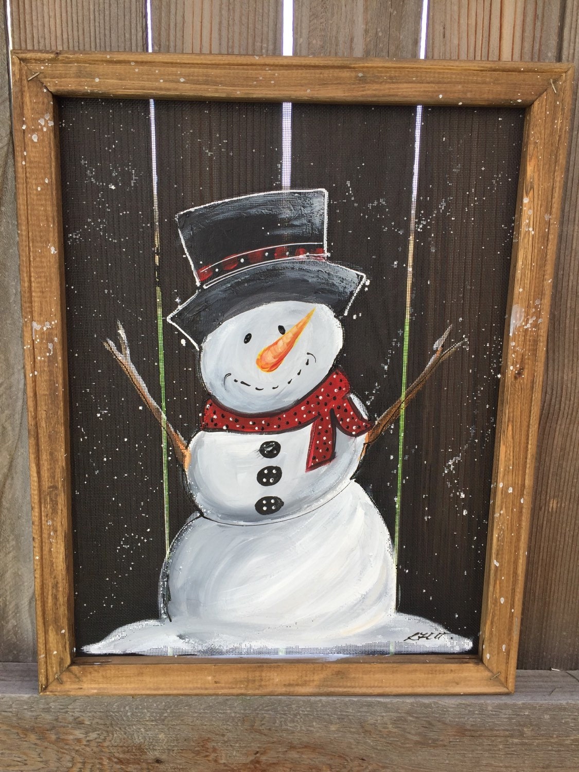 SnowmanPrimitive snowman window screen