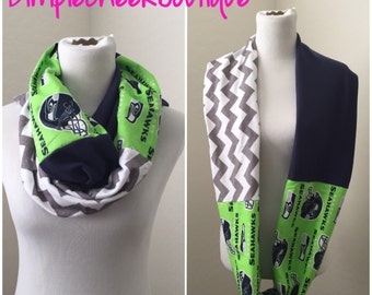 Seahawks scarf- seahawks, gray chevron, navy