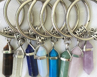 Crystal Keychains/ Keychains with Crystals/ Crystal Key Ring/ Crystal Key Chain/ Crystal Keyring/ Quartz Crystal/ Amethyst/ Rose Quartz