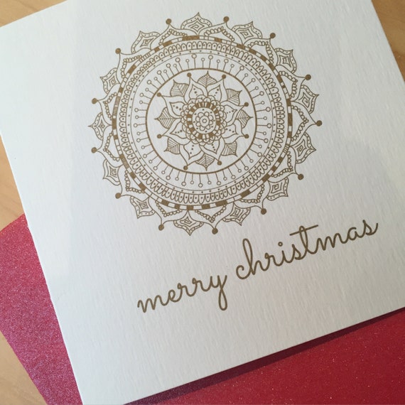 Golden Christmas Card Mandala Yoga Greeting Golden Christmas Card Mandala Yoga Greeting
