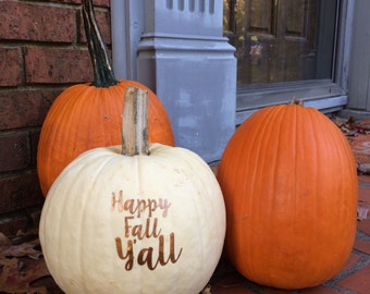 Happy Fall Y'all Pumpkin Decal - Vinyl Decal Fall/Autumn - Holiday Decal - Fall Decor