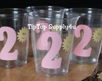 24 You are my Sunshine & Age 10 oz. 12 oz. or 16 oz. clear party cups. Kids party, Birthday, girl birthday, picnic, girl party B-152 C-214