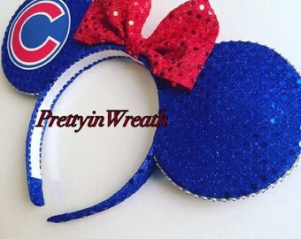 Chicago Cubs inspired Mickey Mouse ears headband