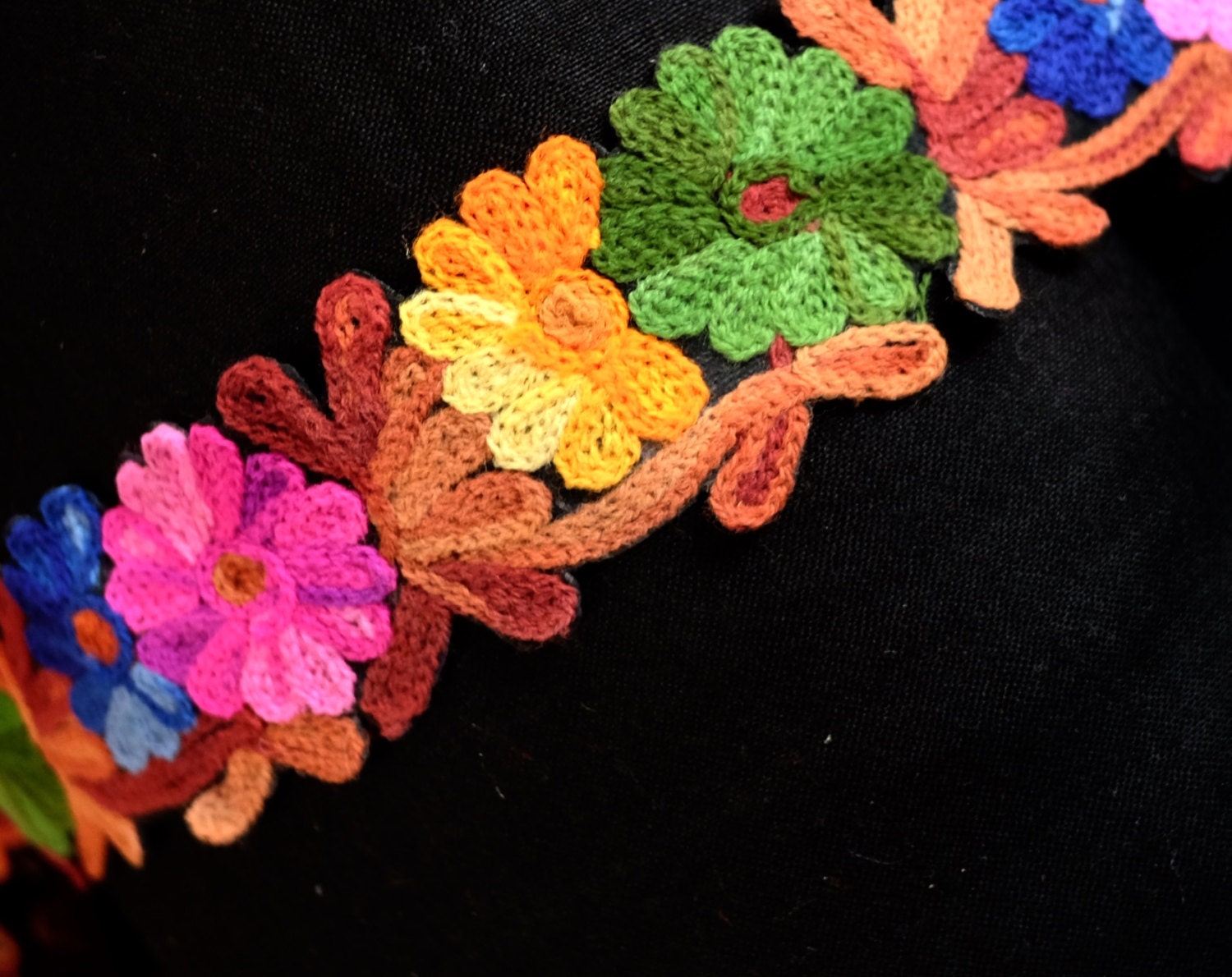 Embriodered multicolored flowers Kashmiri trim from ColourCocoon on ...