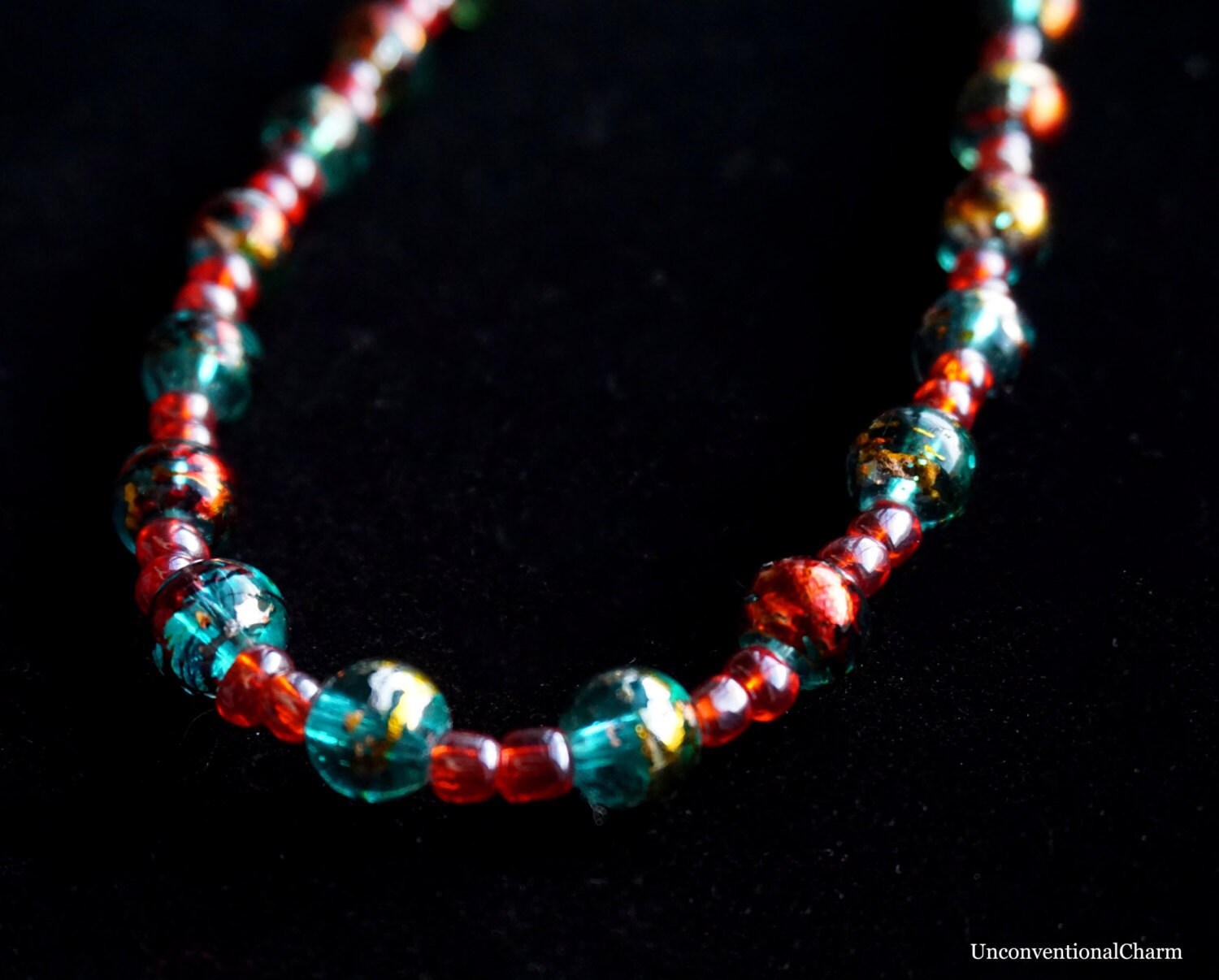 SALE Turquoise Glass Seed Bead Necklace by UnconventionalCharm
