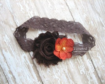 Brown headband, tan headband, beige, brown and orange headband, thanksgiving headvand, baby's first thanksgiving, fall headband