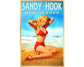 GUNNISON BEACH New Jersey Ocean Beach Pin Up Poster 4 sizes