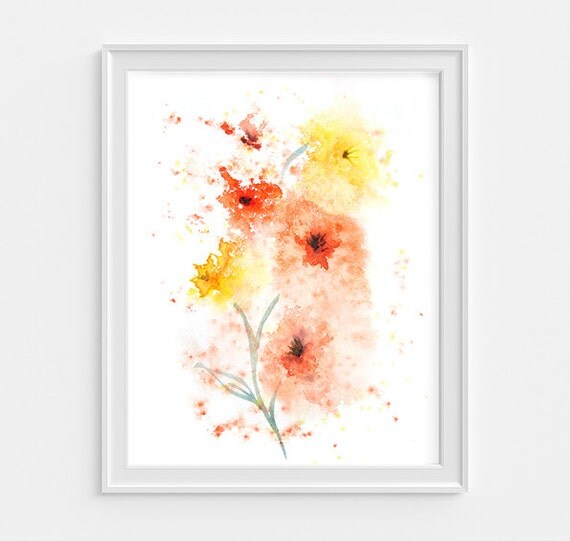 Red flower artwork, Downloadable wall art, Abstract flower painting, Digital Download, printable image