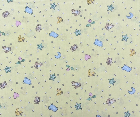 Girl's nursery print fabric with baby by OmasFabricAndGifts