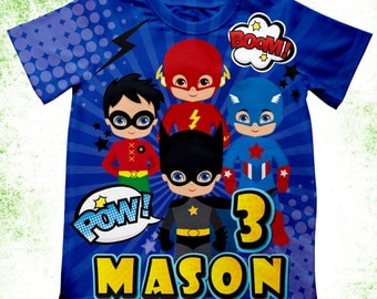 Personalized batman inspired T-shirt, Boys superhero T-shirt, Toddler marvel inspired birthday T-shirt, Customized super hero shirt