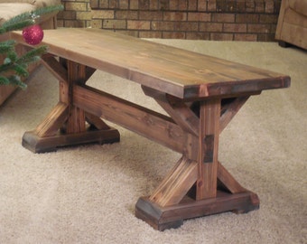 Rustic Wooden Pedestal Bench