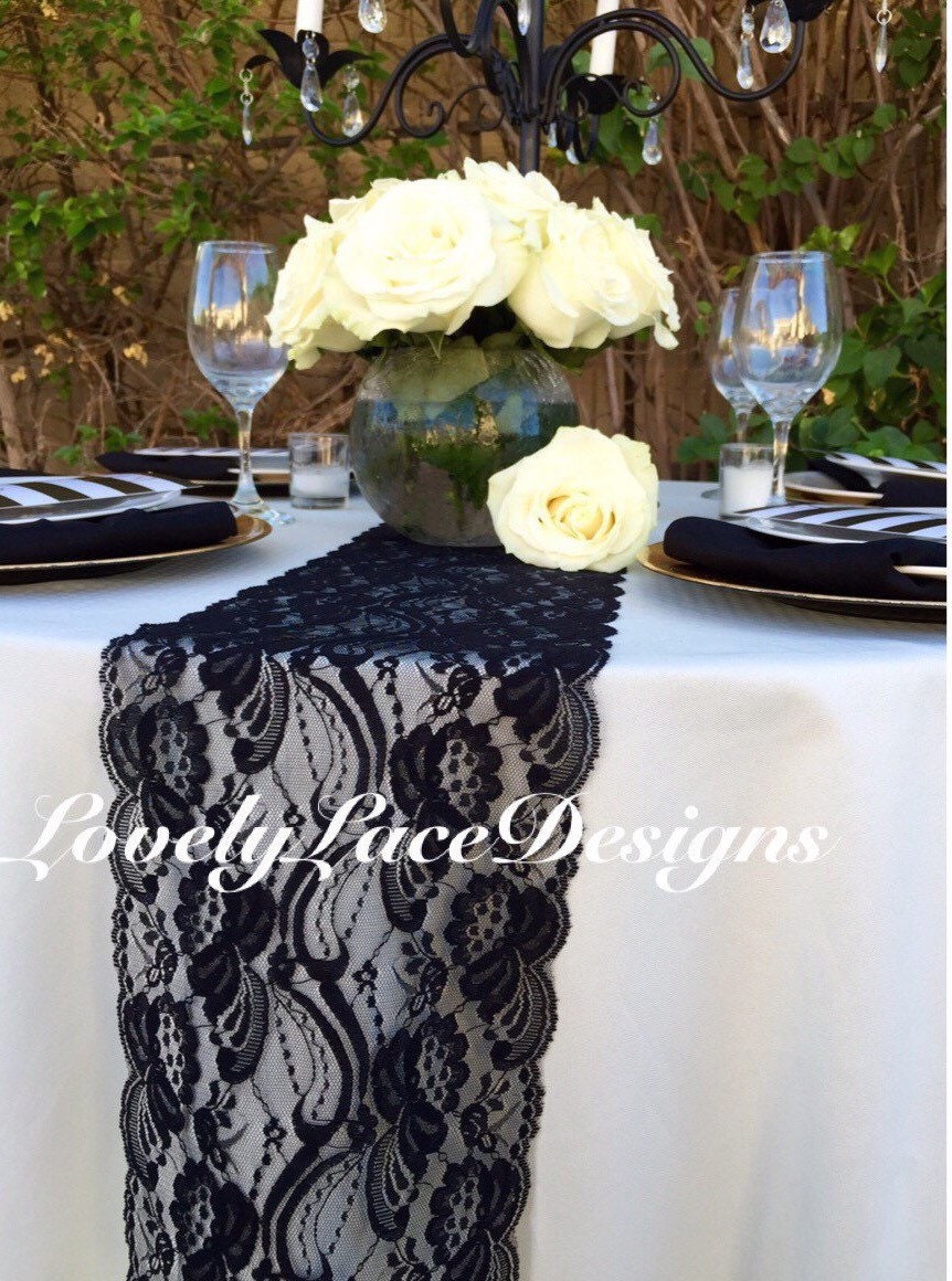 Black Lace Table Runner 21ft to 28ft long x 7