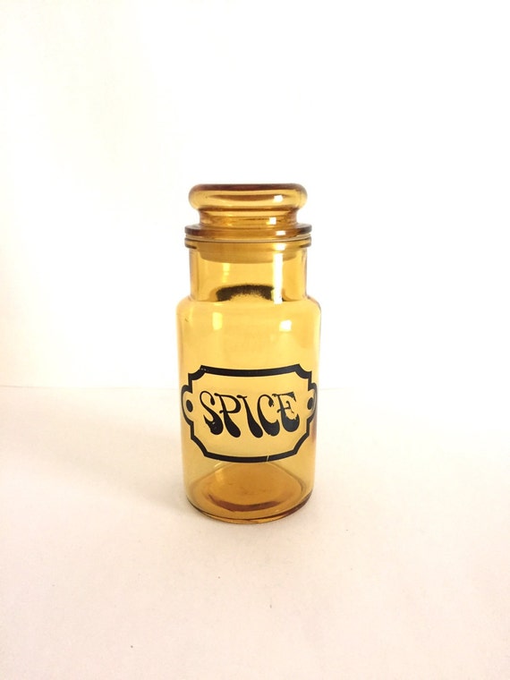 Vintage Amber Glass Apothecary Jar / Spice Jar by BlueBlueVintage