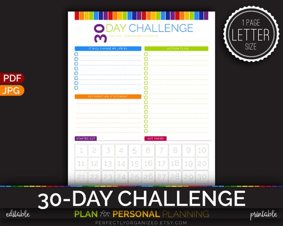 30 Day Fitness Challenge Printable