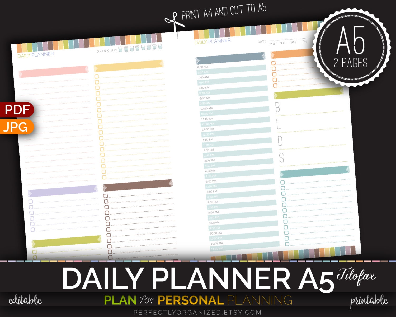 A5 Filofax Daily Planner Binder Organizer Calendar Schedule To