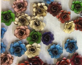 Rustic metal rose - approx 1" (many colors available)