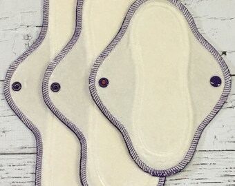 8", 10", or 12" light/moderate/heavy flow~custom organic bamboo velour cloth menstrual pad W/windpro fleece layer, mama cloth, waterproof