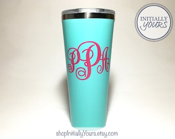 Monogram Decal for Corkcicle 24oz, Corkcicle Personalized Vinyl Sticker, Corkcicle Cup Decal, Corkcicle Tumbler Decal Monogram, DECAL ONLY