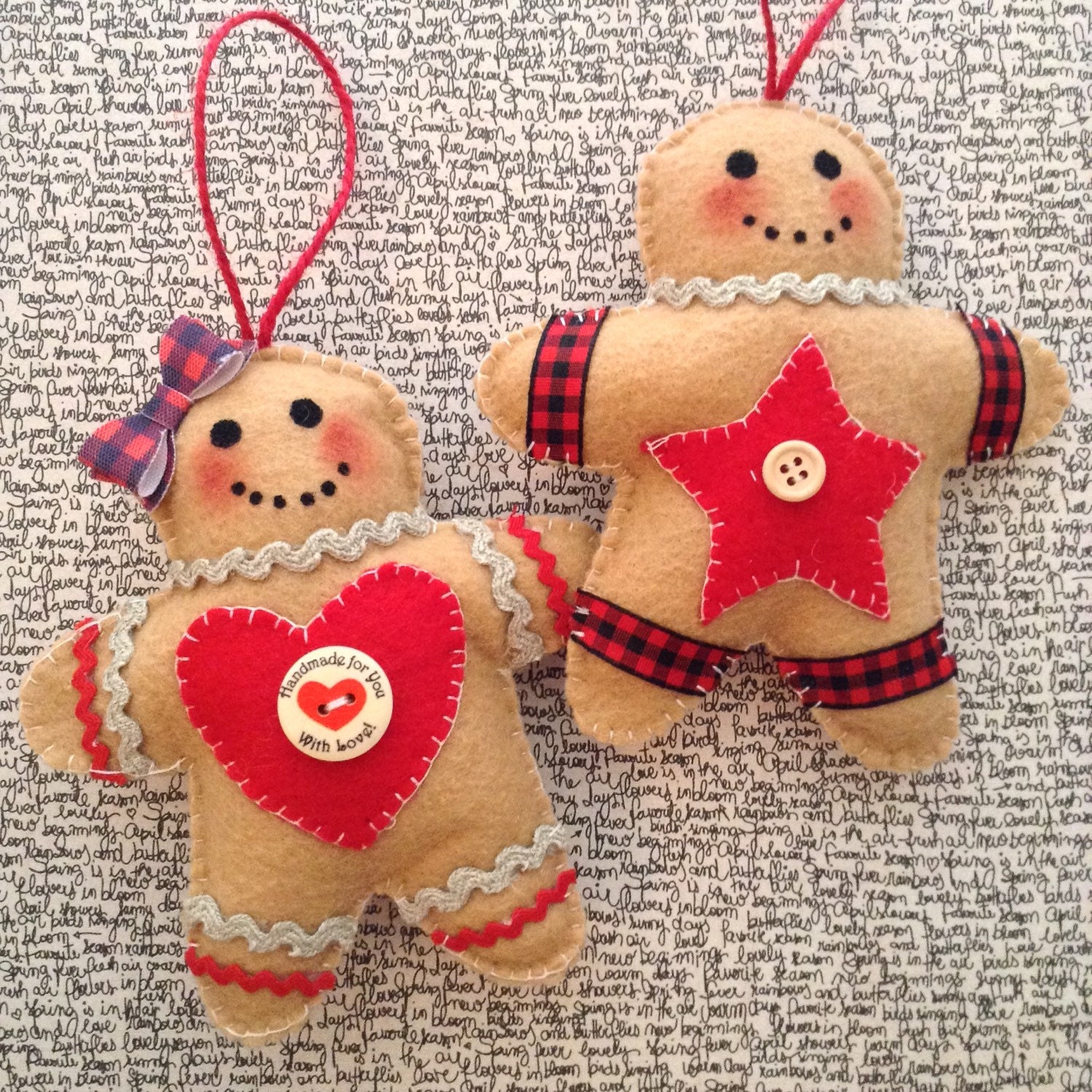 Gingerbread Ornaments / Christmas Tree Ornaments / Felt