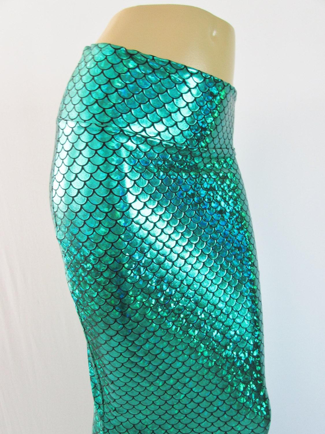 Size Medium Green Mermaid scale skirt Fish Scale spandex