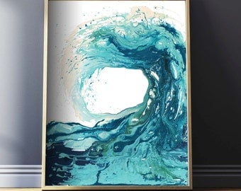 Ocean Print, Abstract Art Prints, Surf Art, Ocean Art, Beach Decor, Wave Art, Nautical Prints, Wave Painting, Waves Wall Art, Surfing Poster