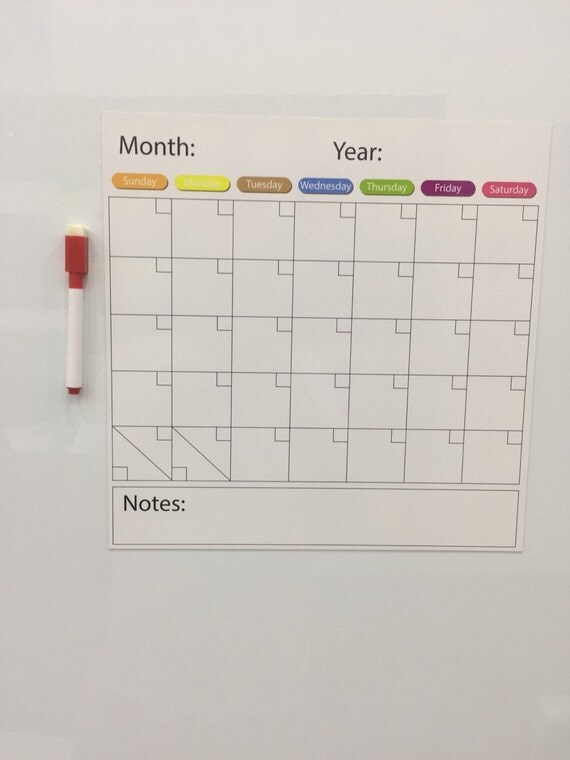 Monthly Dry Erase Board Magnet One Month White Board By Megaboards